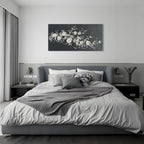 Hand Painted Modern Black and White Art Oil Painting White Plum Blossom Painting 24x48 inch Canvas Wall Art Home Wall Decorative Art - Grand Goldman