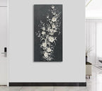 Hand Painted Modern Black and White Art Oil Painting White Plum Blossom Painting 24x48 inch Canvas Wall Art Home Wall Decorative Art - Grand Goldman