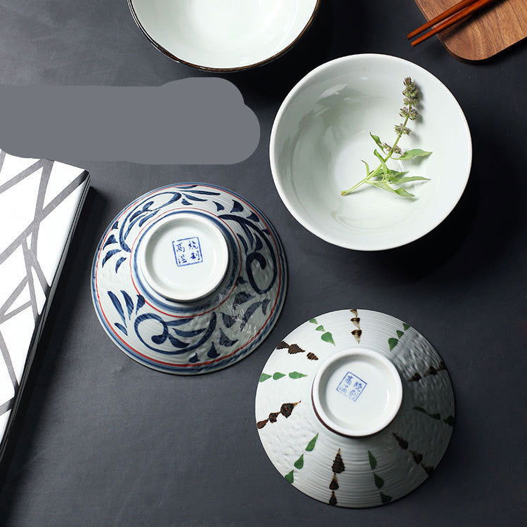 Hand Painted Underglaze Rice Bowl Japanese Style Ceramic Soup - Grand Goldman