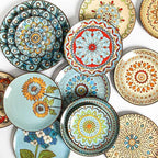 Hand painted ceramic plate round dinner plate - Grand Goldman