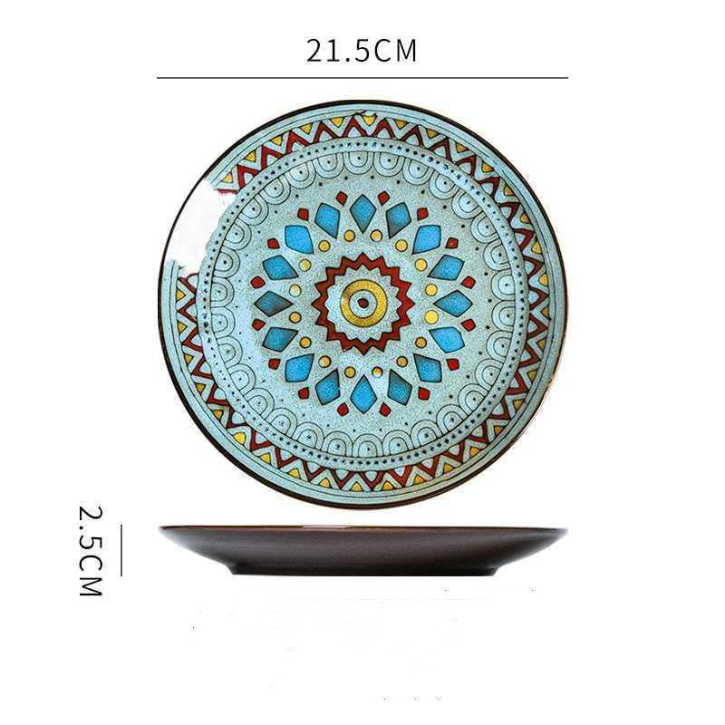 Hand painted ceramic plate round dinner plate - Grand Goldman