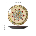 Hand painted ceramic plate round dinner plate - Grand Goldman