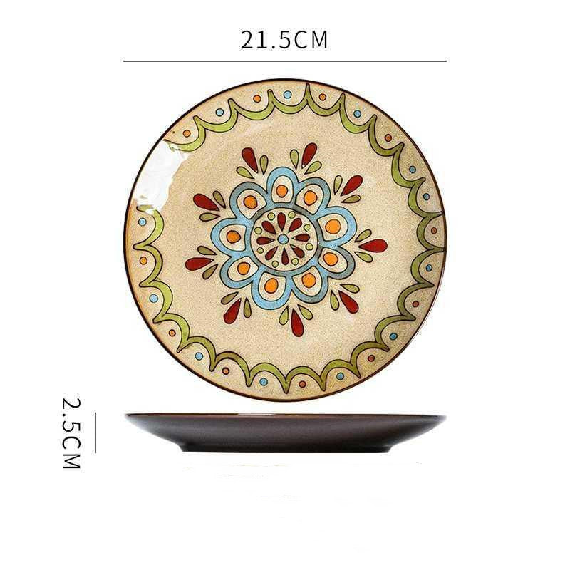 Hand painted ceramic plate round dinner plate - Grand Goldman