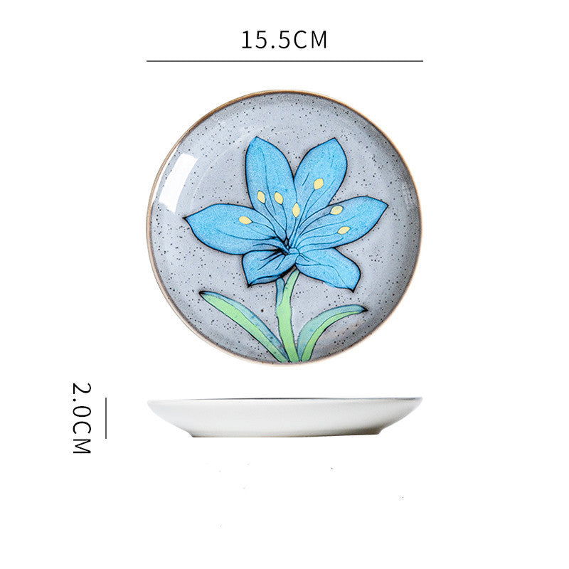 Hand painted ceramic plate round dinner plate - Grand Goldman