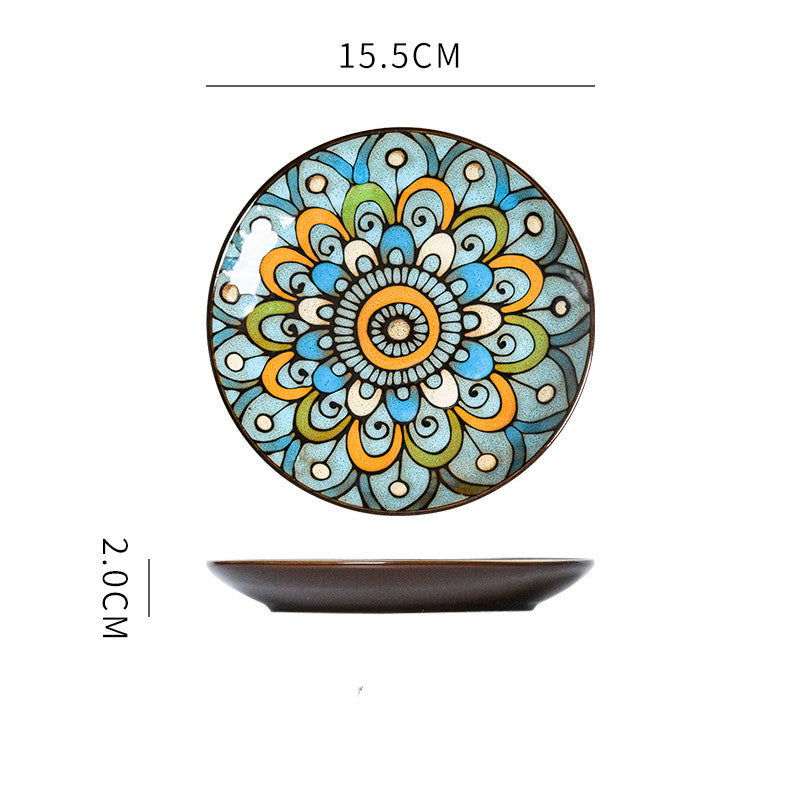 Hand painted ceramic plate round dinner plate - Grand Goldman