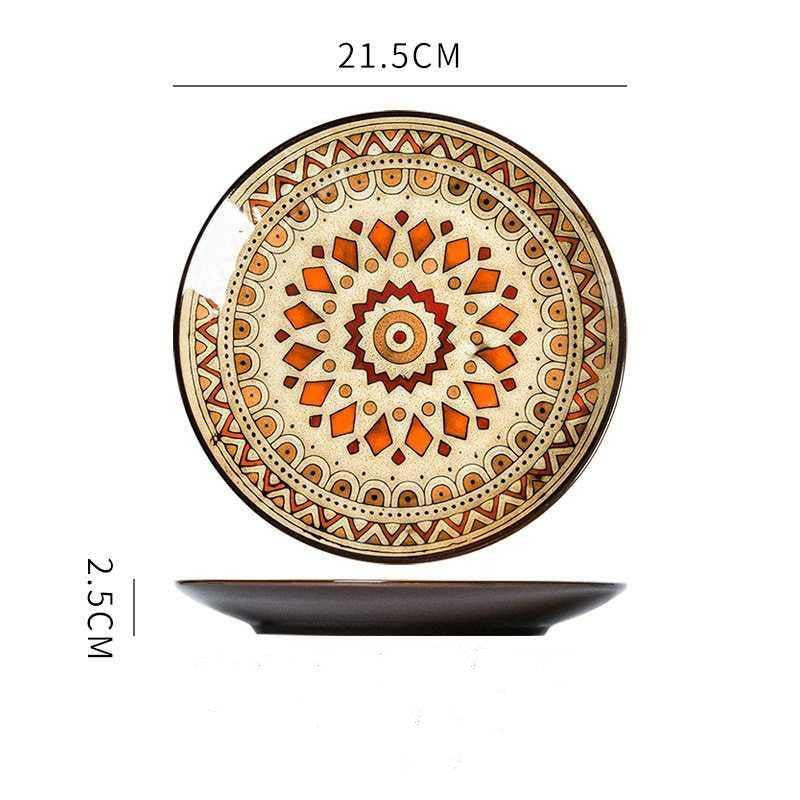 Hand painted ceramic plate round dinner plate - Grand Goldman