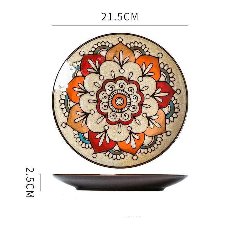 Hand painted ceramic plate round dinner plate - Grand Goldman