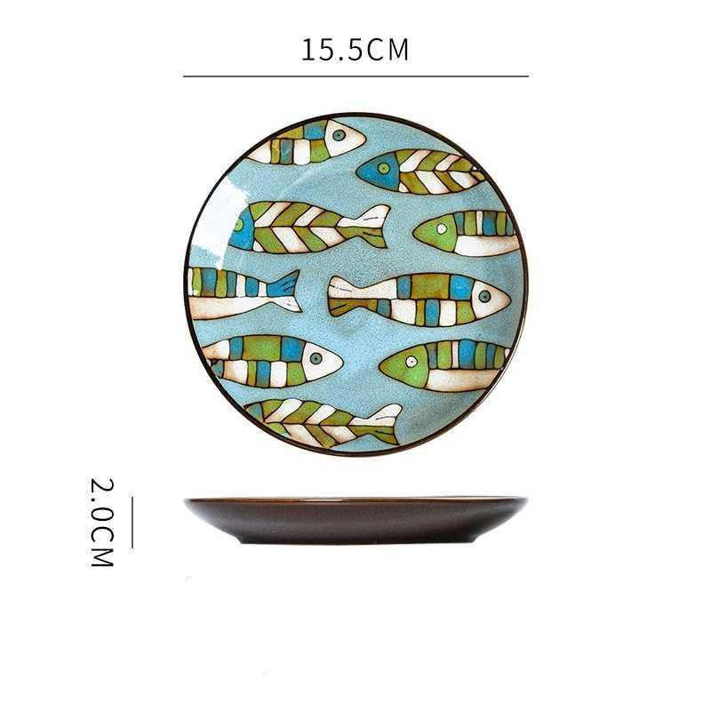 Hand painted ceramic plate round dinner plate - Grand Goldman