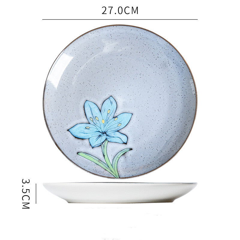 Hand painted ceramic plate round dinner plate - Grand Goldman