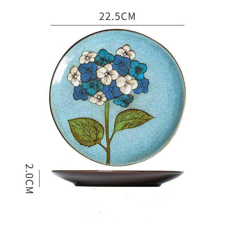Hand painted ceramic plate round dinner plate - Grand Goldman