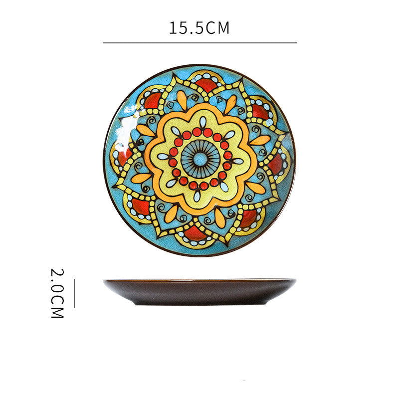 Hand painted ceramic plate round dinner plate - Grand Goldman