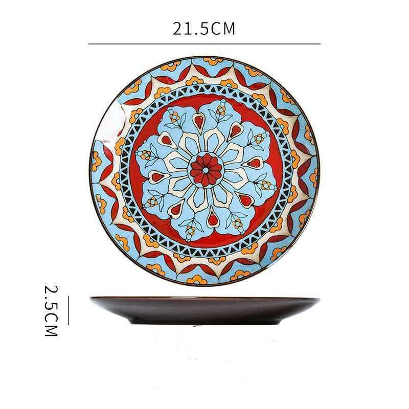 Hand painted ceramic plate round dinner plate - Grand Goldman