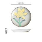 Hand painted ceramic plate round dinner plate - Grand Goldman