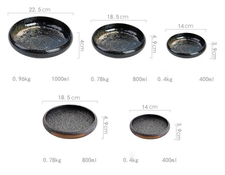 Handcrafted Deep Blue Ceramic Plate Japanese Kiln Change Series – Unique Glaze Textures Dishwasher & Microwave Safe - Grand Goldman