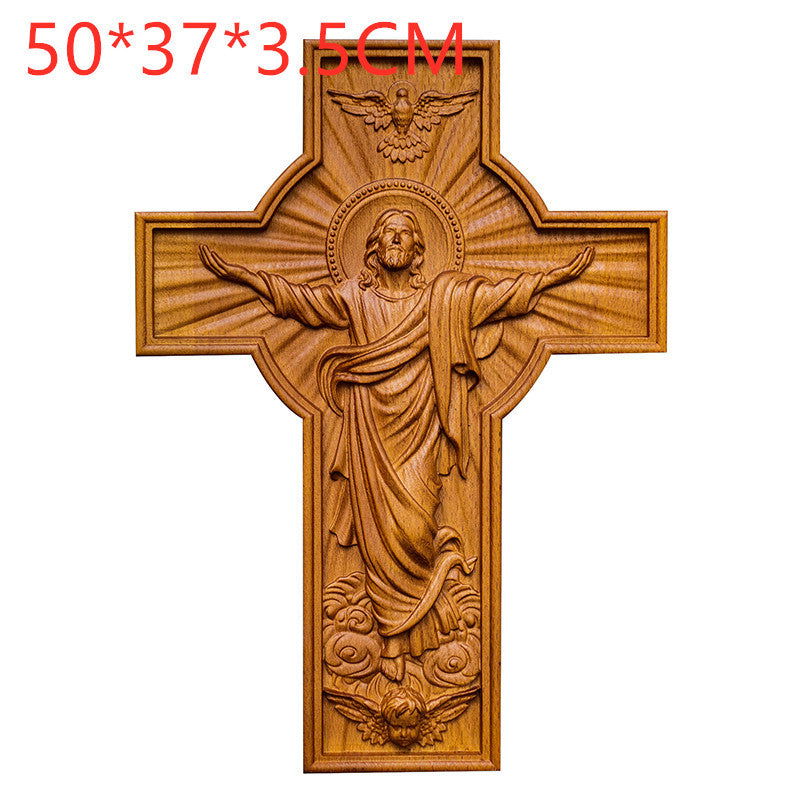 Handicrafts Ascending Wooden Cross Home Church Wood Carving - Grand Goldman