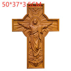 Handicrafts Ascending Wooden Cross Home Church Wood Carving - Grand Goldman