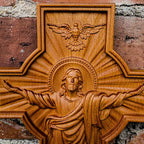 Handicrafts Ascending Wooden Cross Home Church Wood Carving - Grand Goldman