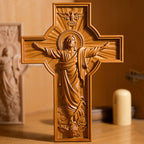 Handicrafts Ascending Wooden Cross Home Church Wood Carving - Grand Goldman