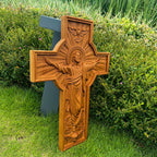 Handicrafts Ascending Wooden Cross Home Church Wood Carving - Grand Goldman