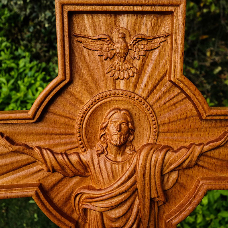 Handicrafts Ascending Wooden Cross Home Church Wood Carving - Grand Goldman