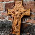 Handicrafts Ascending Wooden Cross Home Church Wood Carving - Grand Goldman