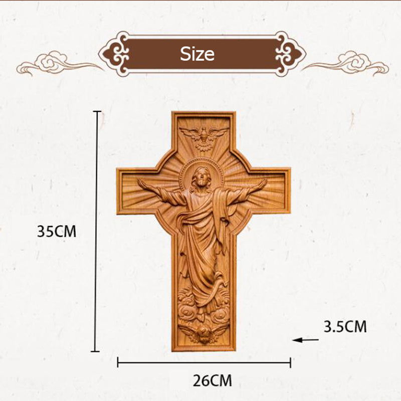 Handicrafts Ascending Wooden Cross Home Church Wood Carving - Grand Goldman