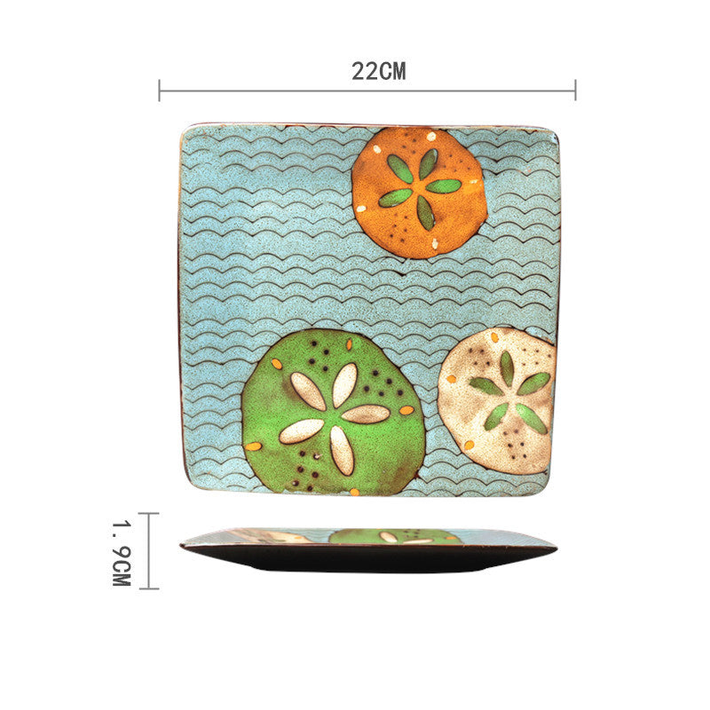 Handpainted Porcelain Plates Household Colored Tableware Round Flat Grand Goldman