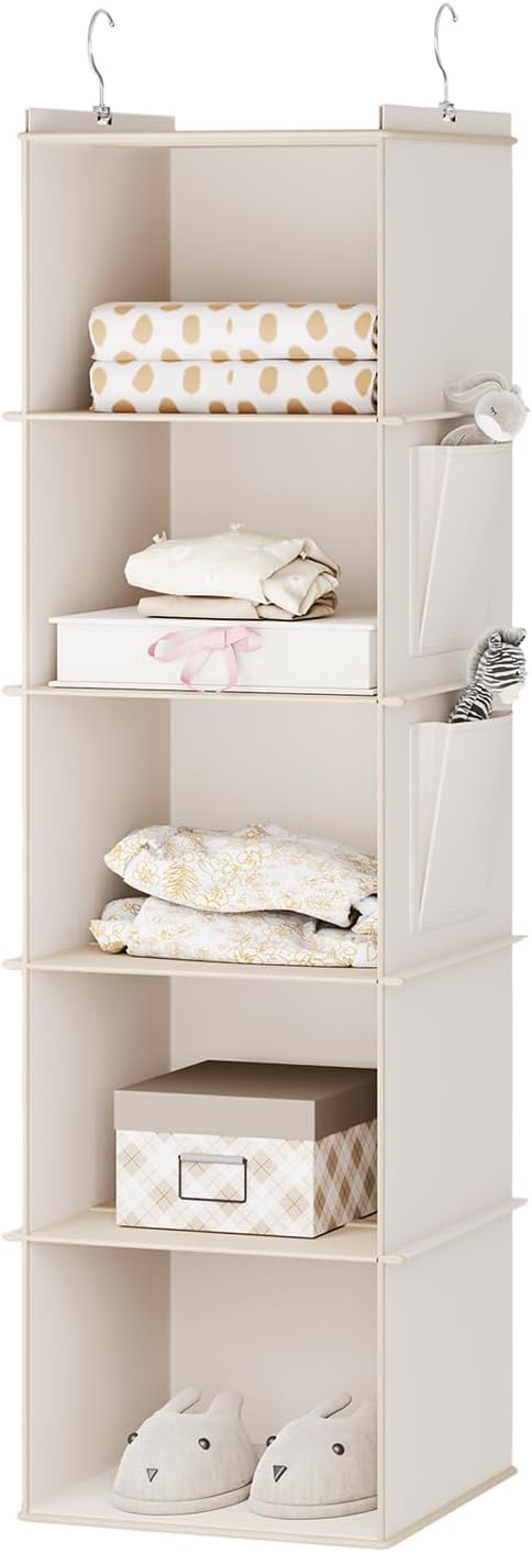 Hanging Closet Organizer, 4-Shelf Closet Hanging Storage Shelves, Grey - Grand Goldman