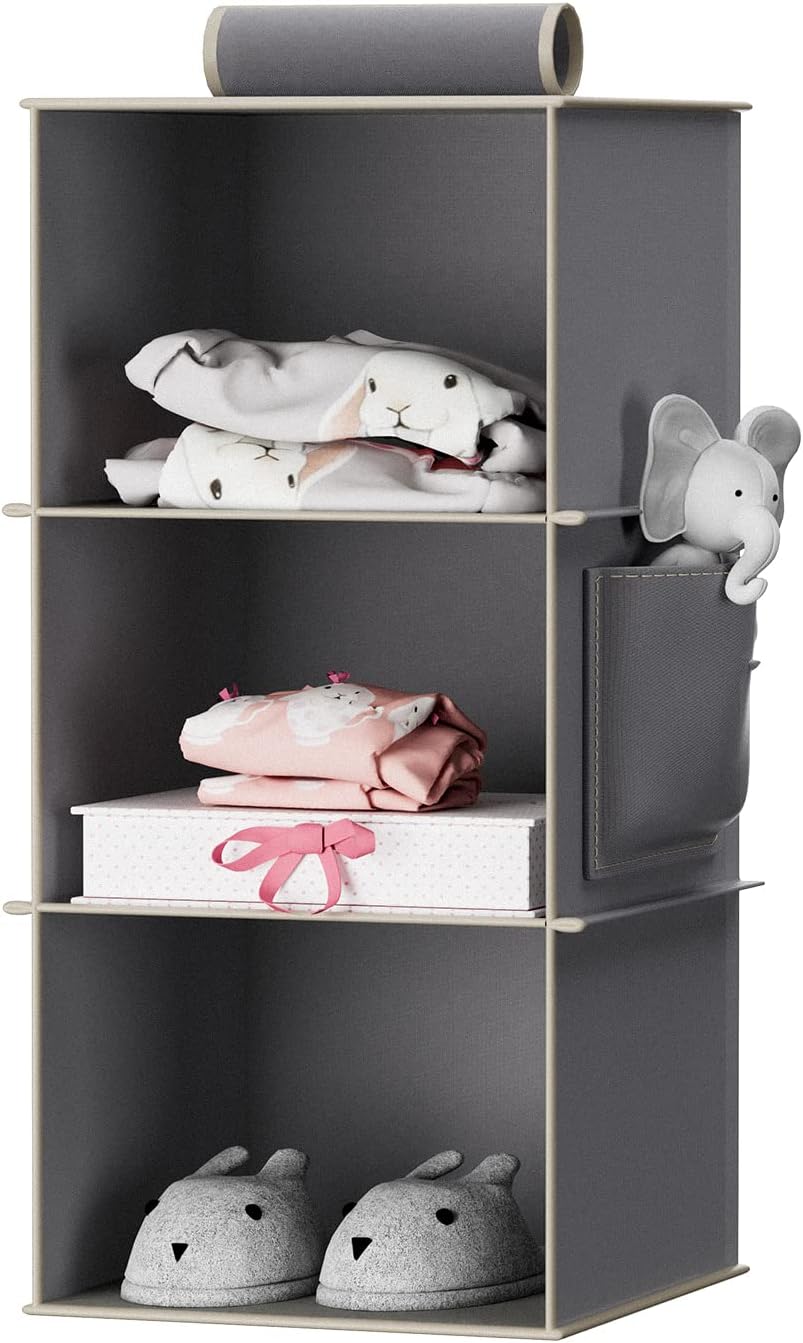 Hanging Closet Organizer, 4-Shelf Closet Hanging Storage Shelves, Grey - Grand Goldman