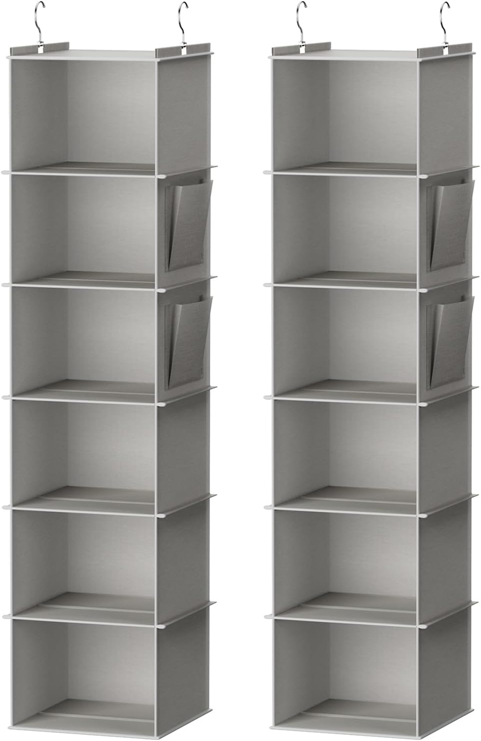 Hanging Closet Organizer and Storage, 6-Shelf Closet Hanging Storage Shelves, Grey - Grand Goldman