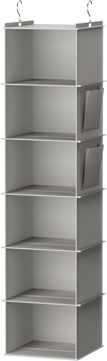 Hanging Closet Organizer and Storage, 6-Shelf Closet Hanging Storage Shelves, Grey - Grand Goldman