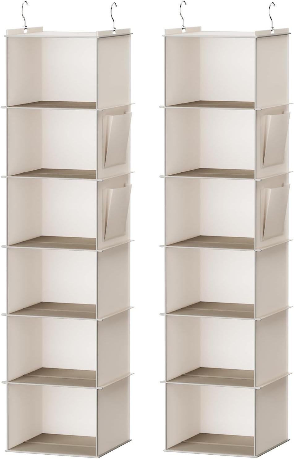 Hanging Closet Organizer and Storage, 6-Shelf Closet Hanging Storage Shelves, Grey - Grand Goldman