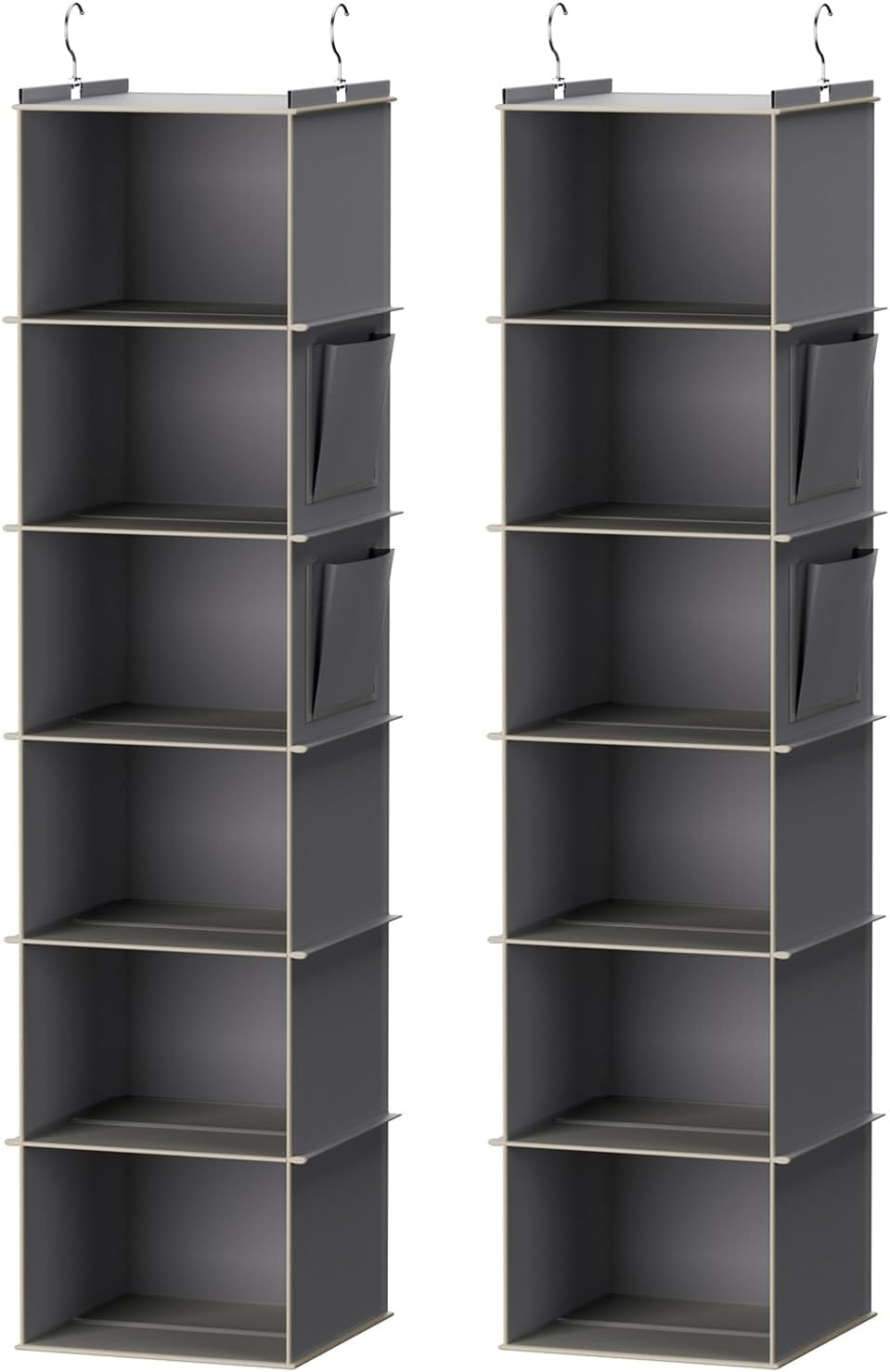 Hanging Closet Organizer and Storage, 6-Shelf Closet Hanging Storage Shelves, Grey - Grand Goldman