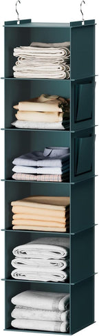 Hanging Closet Organizer and Storage, 6-Shelf Closet Hanging Storage Shelves, Grey - Grand Goldman