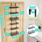 HapiRm Over Door Organizer Storage - Separable Door Organizer Hanging with 6 Metal Large Capacity Baskets, Detachable Behind Door Storage for Bathroom Bedroom Kitchen Pantry Closet (Black) - Grand Goldman