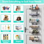 HapiRm Over Door Organizer Storage - Separable Door Organizer Hanging with 6 Metal Large Capacity Baskets, Detachable Behind Door Storage for Bathroom Bedroom Kitchen Pantry Closet (Black) - Grand Goldman