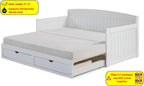 Harmony Wood Daybed, Single, White Brazilian Pine Trundle Bed for Sleepovers with Kids, 2 Pull-Out Drawers, 440 lbs Weight Capacity, Twin-Size Bed, Modern, Sturdy, Durable - Grand Goldman