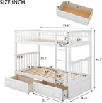Harper & Bright Convertible Wood Twin-Over-Twin Bunk Bed with Storage Drawers and Ladder - Can Be Divided Into Two Daybeds (White) - Grand Goldman