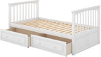 Harper & Bright Convertible Wood Twin-Over-Twin Bunk Bed with Storage Drawers and Ladder - Can Be Divided Into Two Daybeds (White) - Grand Goldman