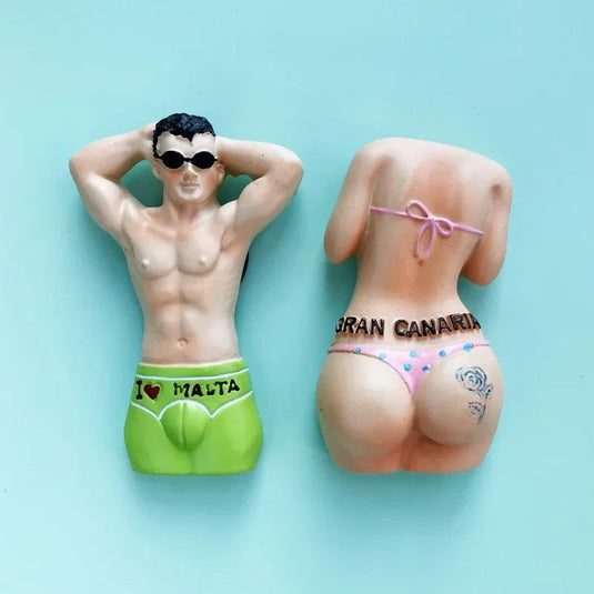 Hawaii Style Bikini Summer Beach Couple I Love Malta Gran Canaria Grand Canary  Refrigerator Resin Magnets Magnetic Stickers - Grand Goldman