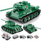 Cada 727Pcs WW2 Remote Control Military T34 Medium Tank Building Blocks Compatible City RC Army Weapon Bricks Toys Boy