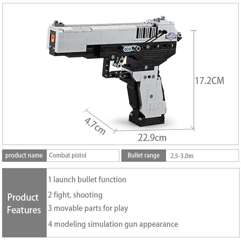cada military ww2 Desert Eagle Pistol MK23 Pistol Uzi submachine gun  Building Blocks city police Bricks Children toy gifts