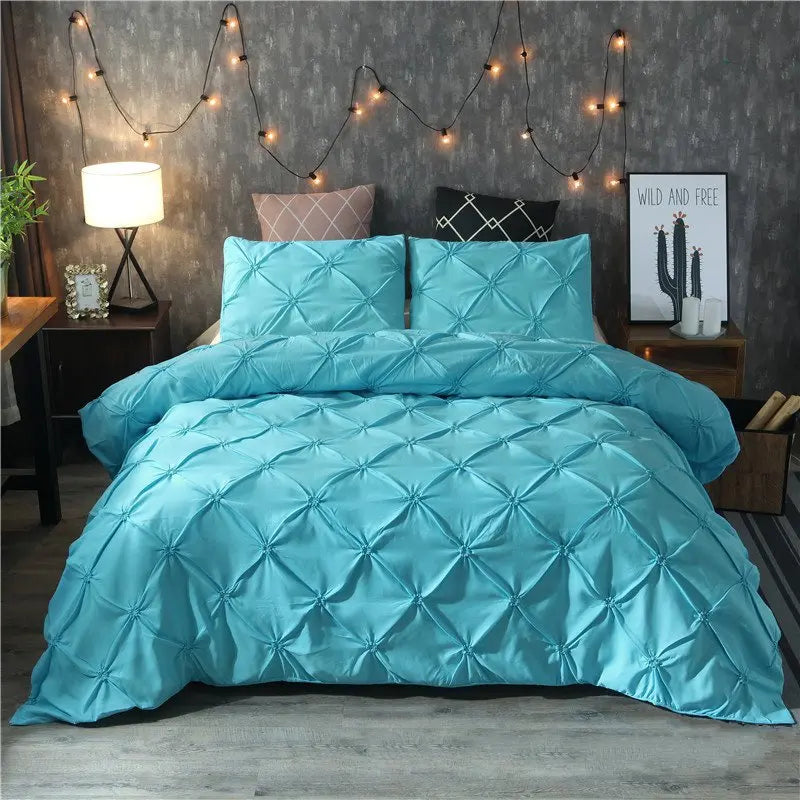 Luxury Pinch Pleat Black Bedding Comforter Bedding Sets Bed Linen Duvet Cover Set Bedding Queen King Size Bedclothes Bed Set