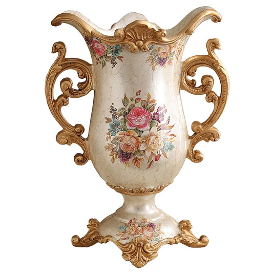Victoriansk europæisk keramik vintage vase med håndmalede blomster harpiks blomster sofistikeret gryde til stue indgang Køkken soveværelse ornamenter Hjem dekoration