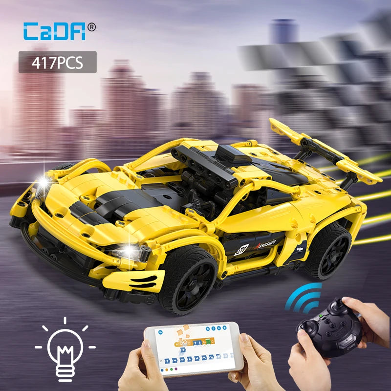Cada 417Pcs STEM classic style RC City APP Remote Control Vehicle Compatible Racing Car Sports Car Bricks Toys For Children Gift