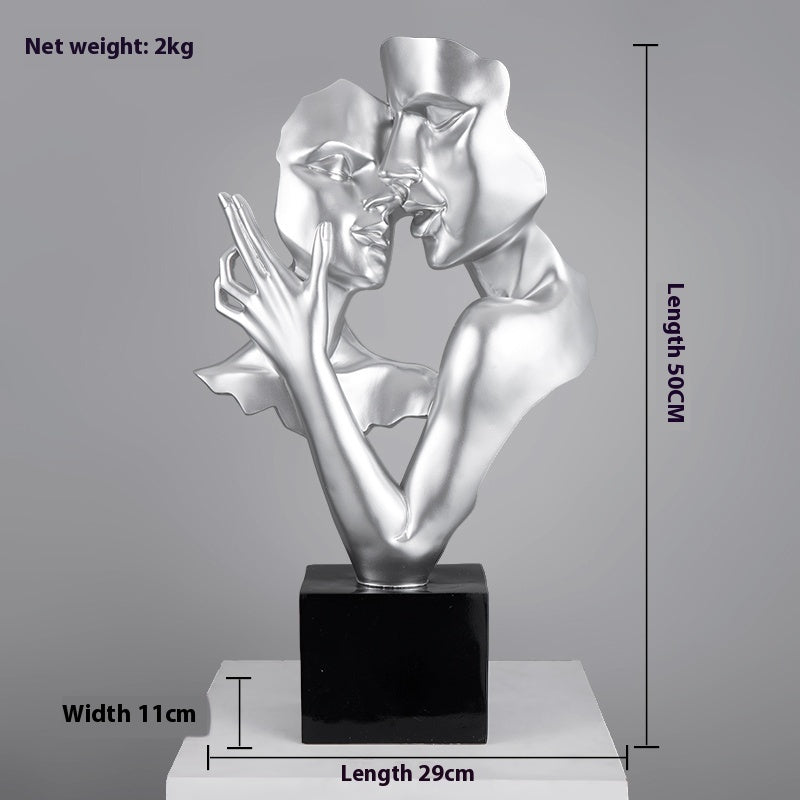 Heart-to-heart Statue Abstract Sculpture Big Decorations Simple - Grand Goldman