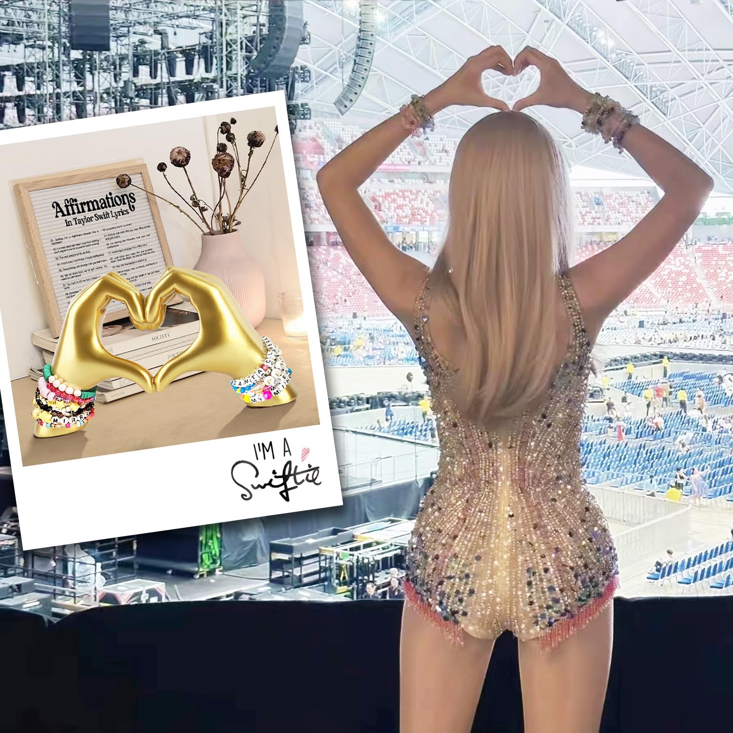 Heart Hands Sculpture for Living Room Bedroom Bookshelf, Unique Birthday for Women Girls Sisters Girlfriend Mom Teacher (No Bracelets) - Grand Goldman