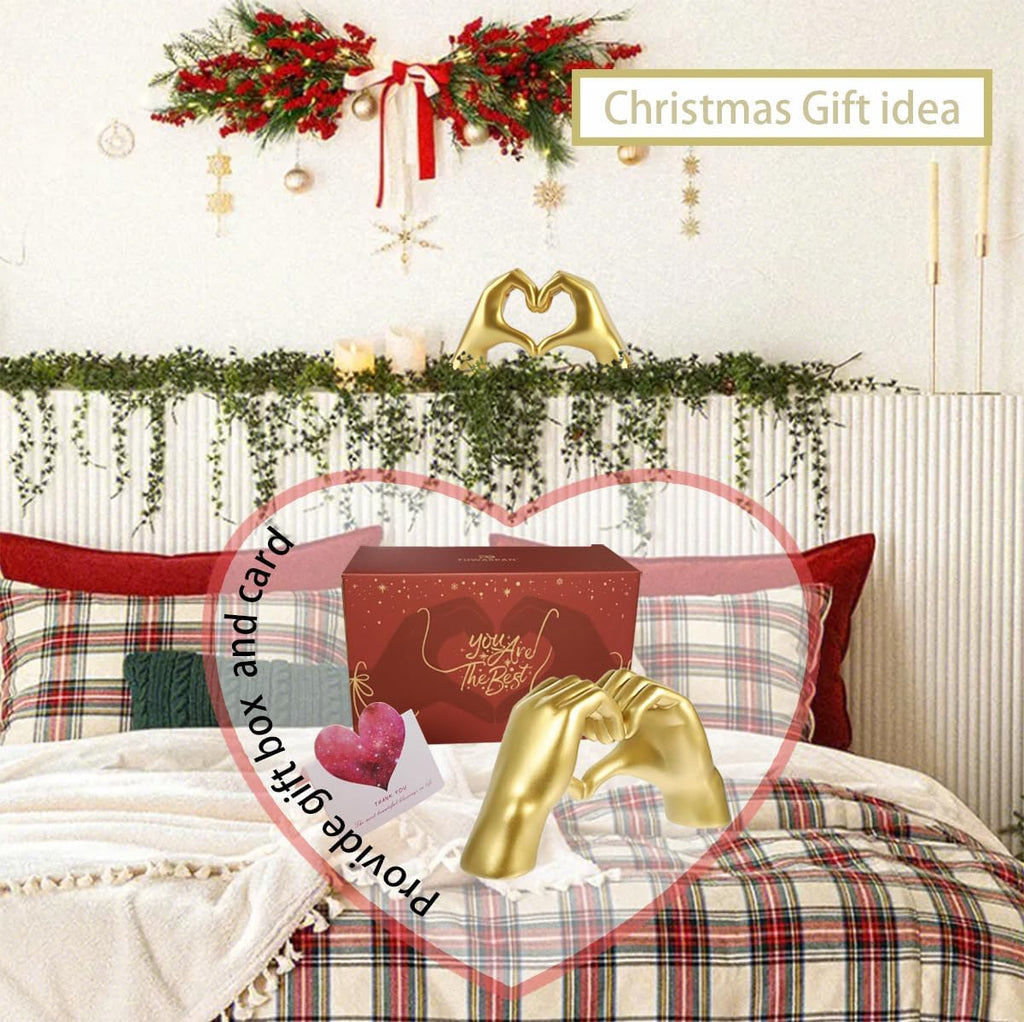 Heart Hands Sculpture for Living Room Bedroom Bookshelf, Unique Birthday for Women Girls Sisters Girlfriend Mom Teacher (No Bracelets) - Grand Goldman