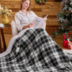 Heated Blanket Electric Throw, 50X60, Heating Throw with 10 Heating Levels/8 Hours Auto Off, Navy Blue Plaid Checkered Sherpa Blanket Warmer for Adults, Washable Blanket Gift for Couch Bed Office, ETL - Grand Goldman