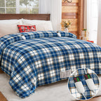 Heated Blanket Electric Throw, 50X60, Heating Throw with 10 Heating Levels/8 Hours Auto Off, Navy Blue Plaid Checkered Sherpa Blanket Warmer for Adults, Washable Blanket Gift for Couch Bed Office, ETL - Grand Goldman